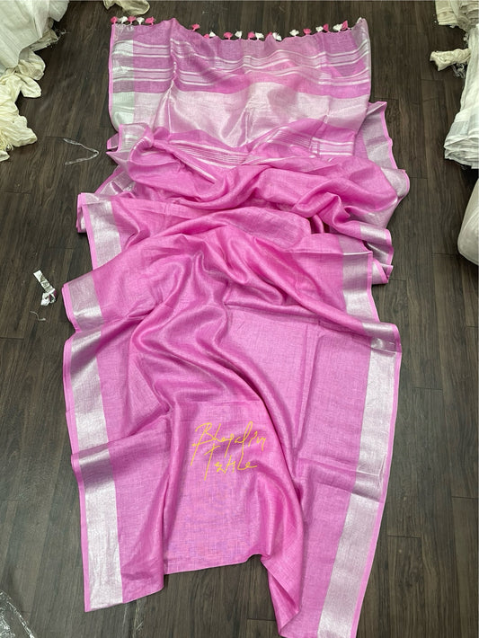 Pink Petal Linen Saree