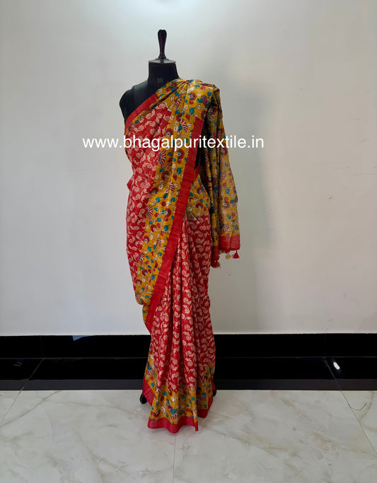 Premium Giccha Raw Silk Saree with Contemporary Digital Prints (Search code-10174).