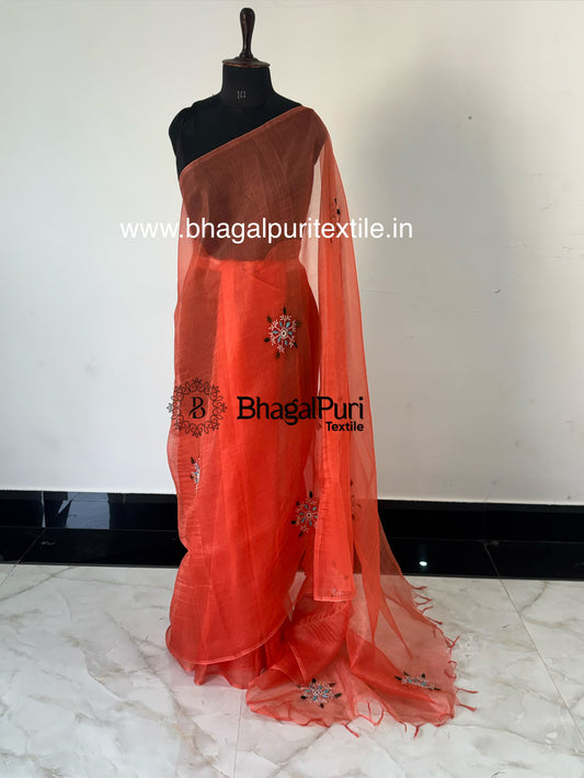Pearl Mist Organza Saree(Search Code-10136)