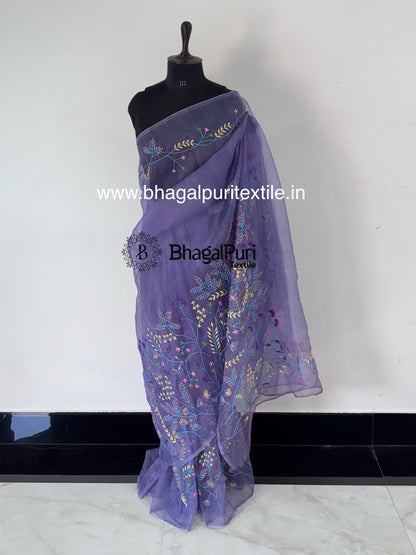 Aabira Organza Full 4.5 m Work Saree With Running Blouse 1 m (Seach Code-1097)