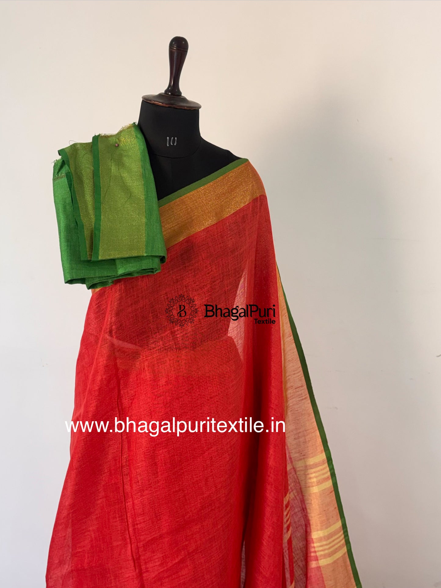 Carmine Pink Pure Linen Saree(Search Code-10127)