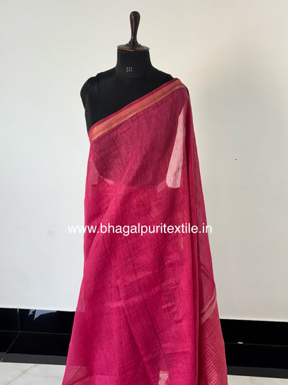 Burgundy Dream Weaver Premium Silk Linen Saree With Running Blouse 1M (Search Code-1077)