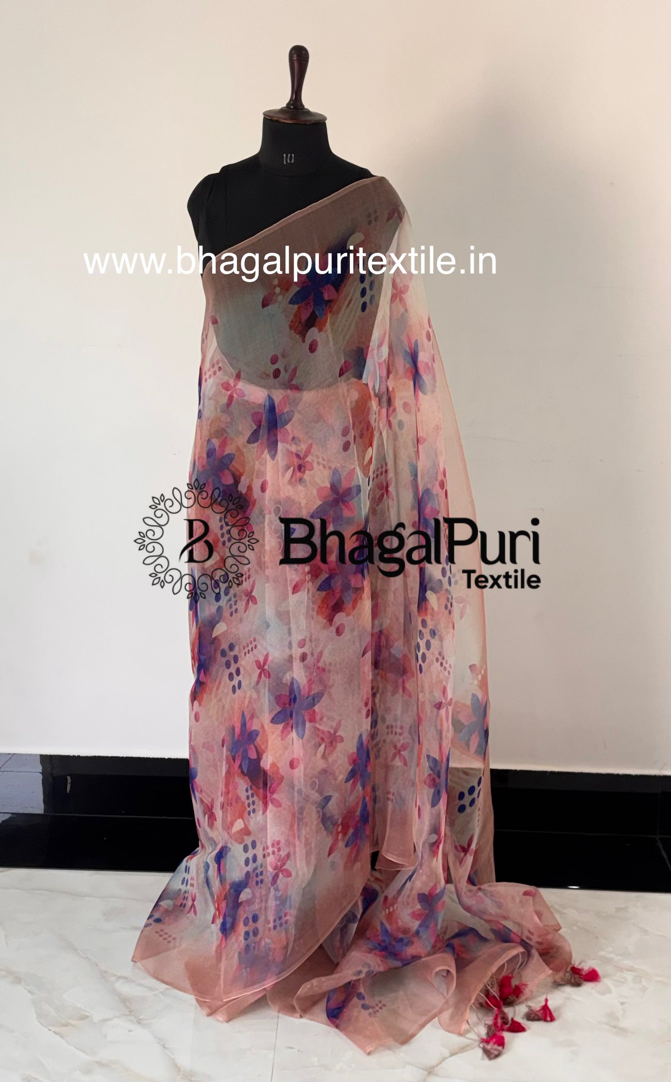 A Breath of Bloom Pure Silk Organza Digital Printed Saree (Search code-1043).