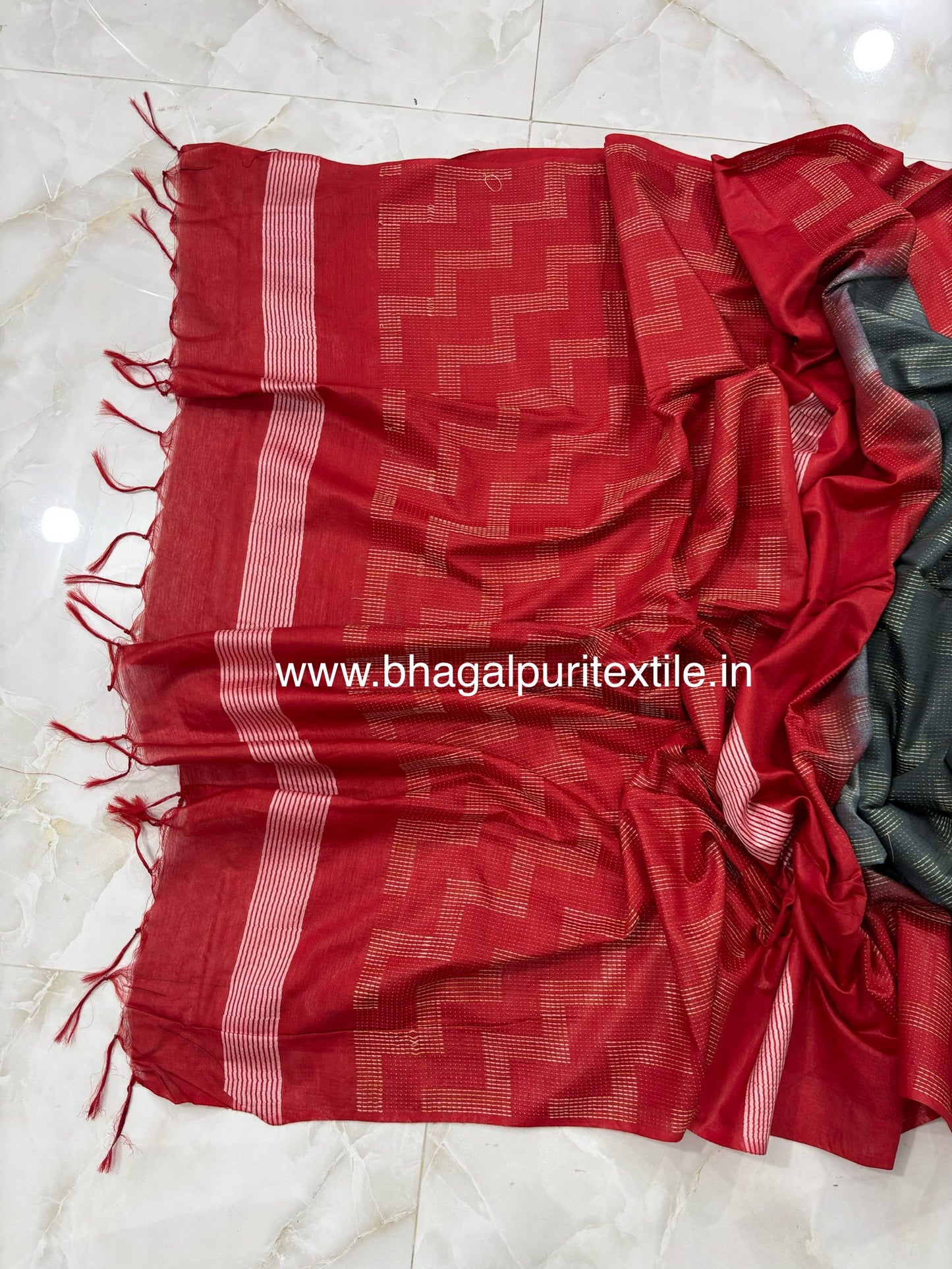 Kantha Weave Cotton Silk Saree(Search Code-10140)