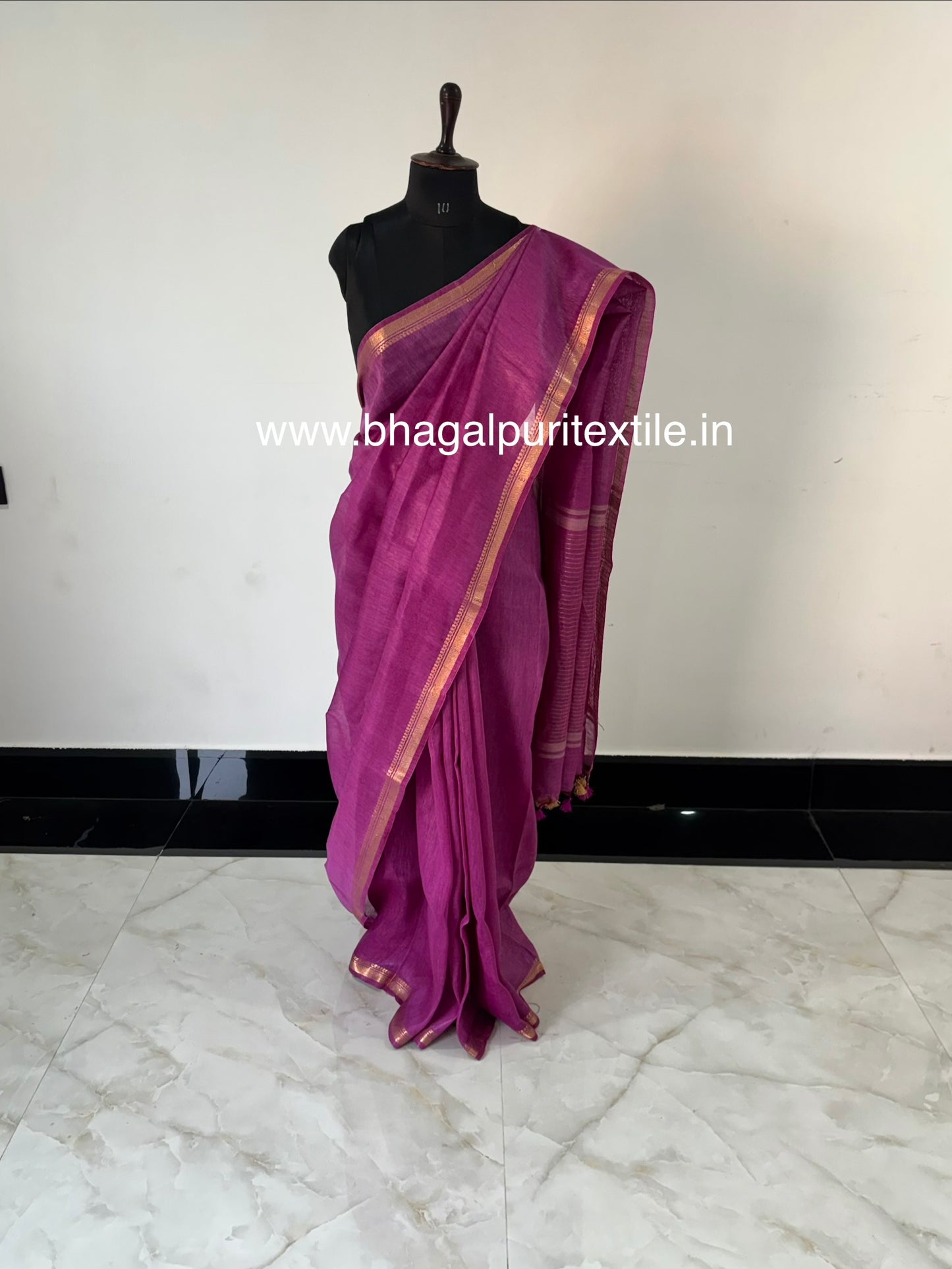 Raspberry Royale Silk Linen Saree With Running Blouse 1M (Search Code-1077)