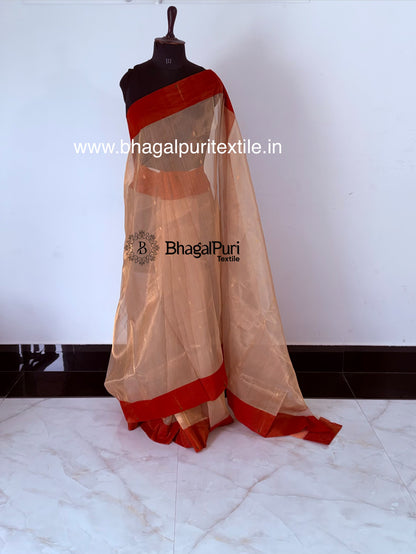 Premium Handwoven Golden Tissue Silk Saree With Running 1m Blouse (Search Code-10188)