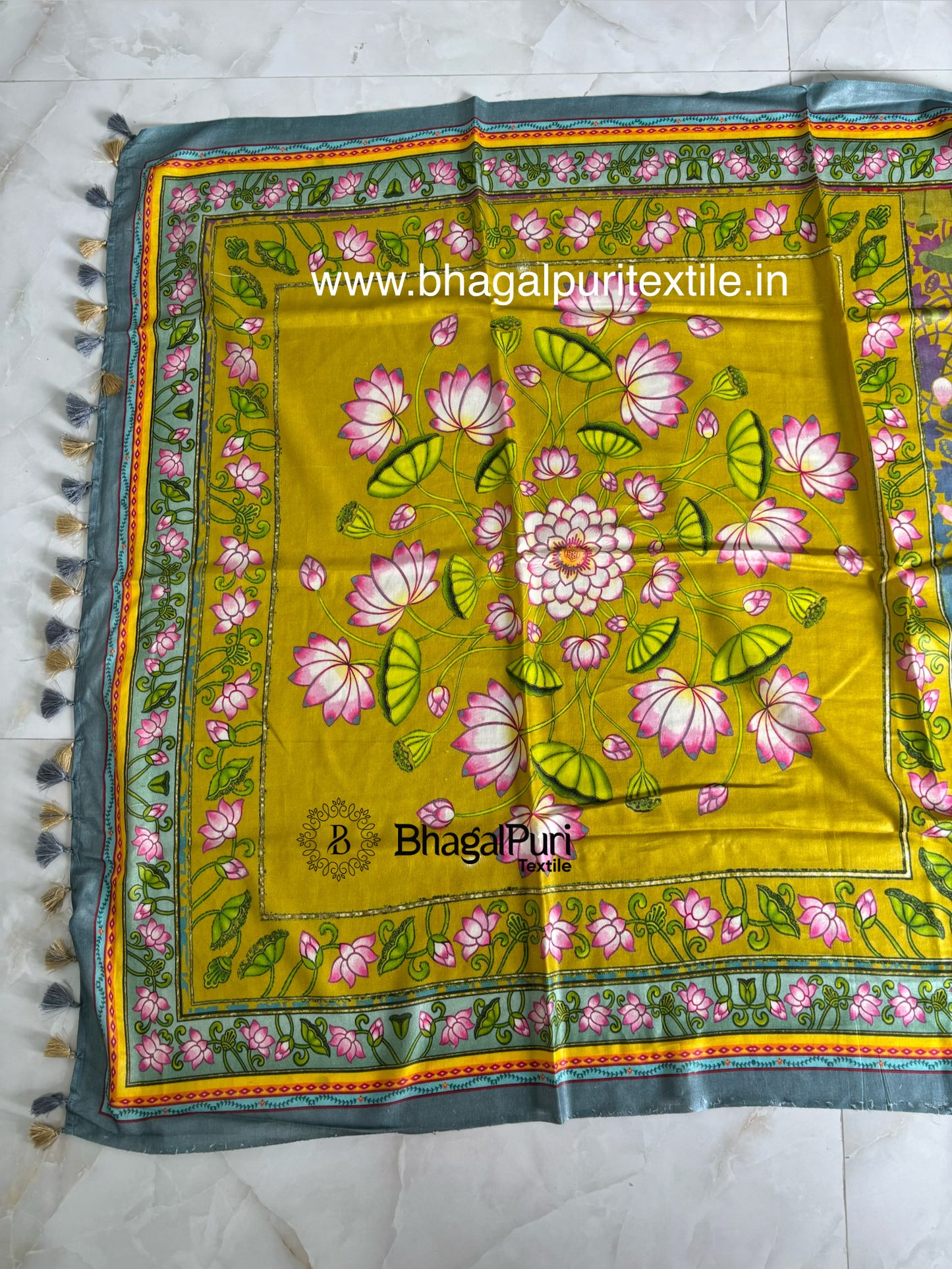 Classic Petal Pure Tussar Silk Digital Print Saree(Search Code-10161)