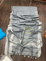 Urban Chic Ash Grey Linen Saree