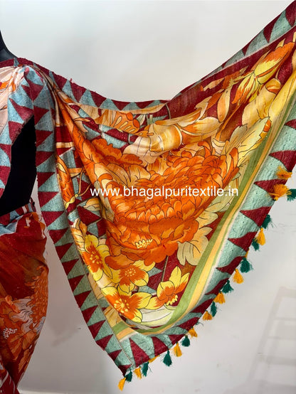 Rang-e-Ruhani Handloom Dupion Silk Digita Print saree
(Search code-1073)