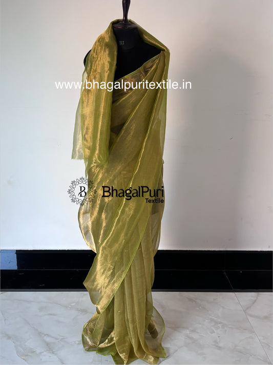 Kanika Mint Tissue Silk Saree With Running Blouse 1M (Search code-1084)