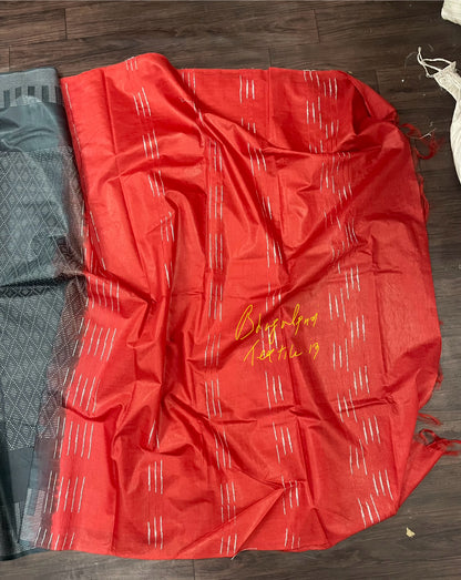 Soft Silk Multi Color Red And Grey 
  (Search Code-10010)
