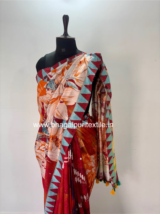 Rang-e-Ruhani Handloom Dupion Silk Digita Print saree
(Search code-1073)