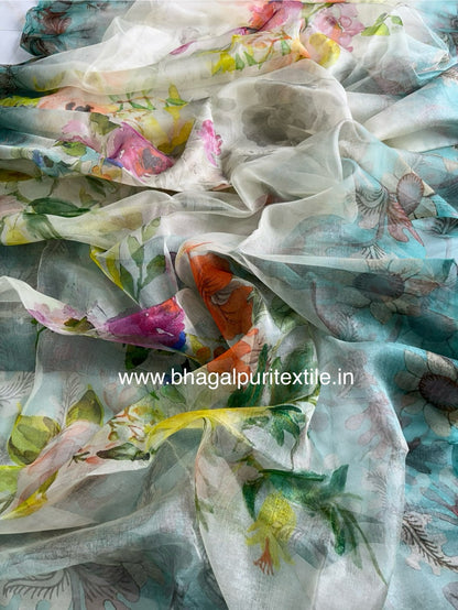 Garden of Dreams Organza Silk Digital print Saree 
(Search Code-1043)
