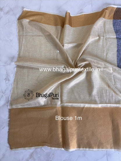 Pure Linen Saree with Metallic Gold Border (Search code-10173).