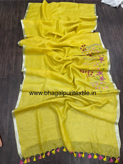 Sunshine Splendor Linen Saree 
(Search Code-1019)