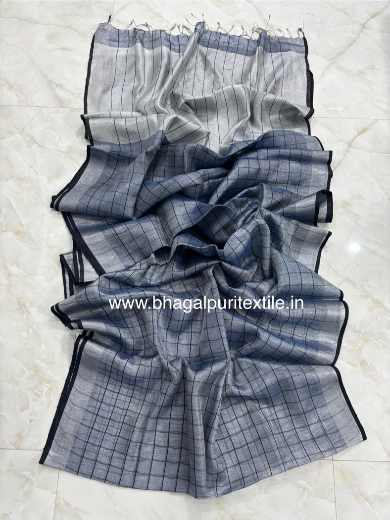 Woven Wishper Linen Tissue check saree (Search Code-1062)