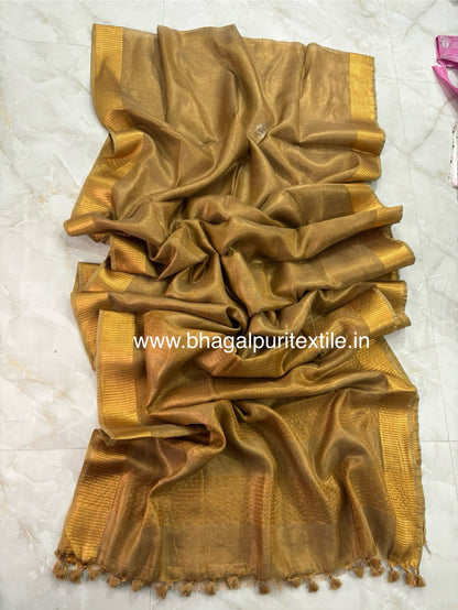 Copper Tissue Linen Saree (Search Code-1014)