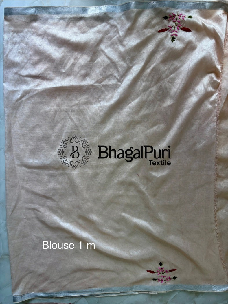 Rang-e-Gulaab Linen Hand Embroidered Saree Full 4.5m Work With Running Blouse 1m (Search code-1083)
