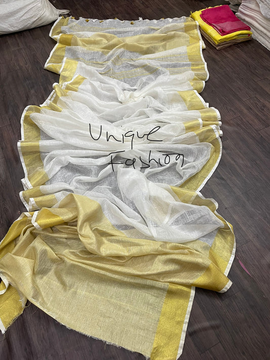 Ujla Dhaga Linen Saree