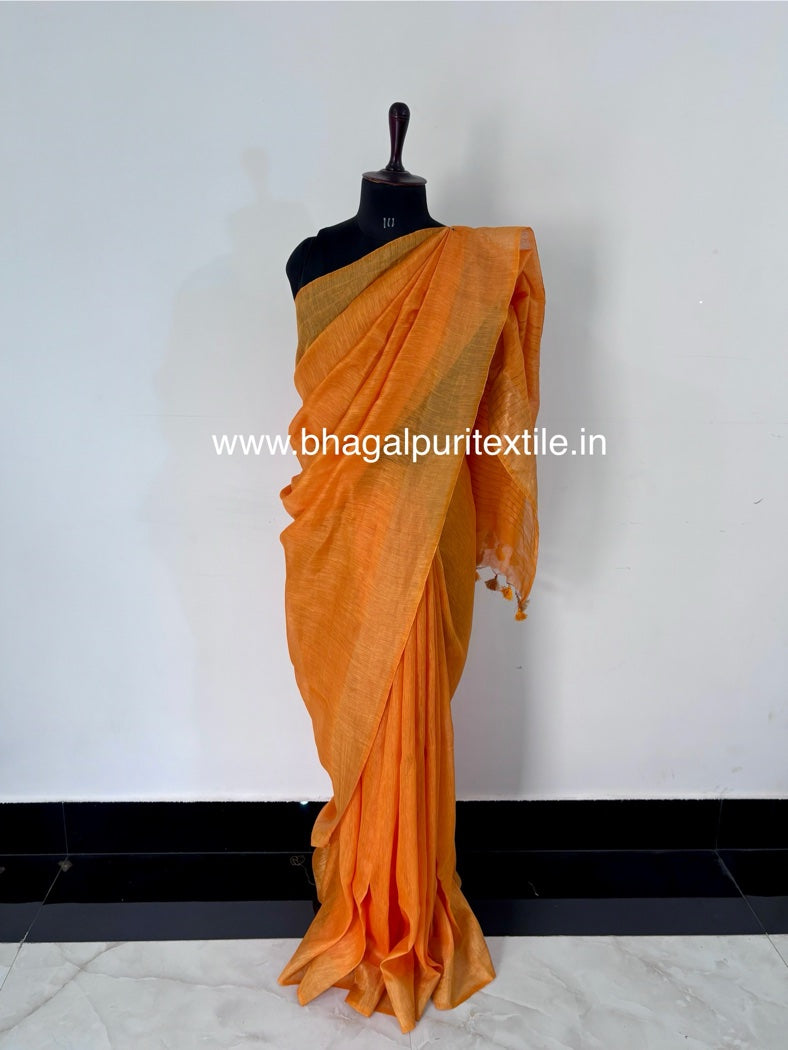Sunehri Hawa Silk Linen Saree 
With Running Blouse 1 m (Search code-1079)