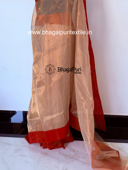 Premium Handwoven Golden Tissue Silk Saree With Running 1m Blouse (Search Code-10188)