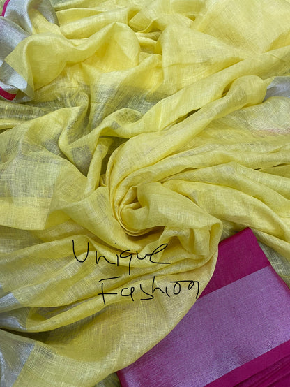 Nemo pila linen saree(Search Code-10121)