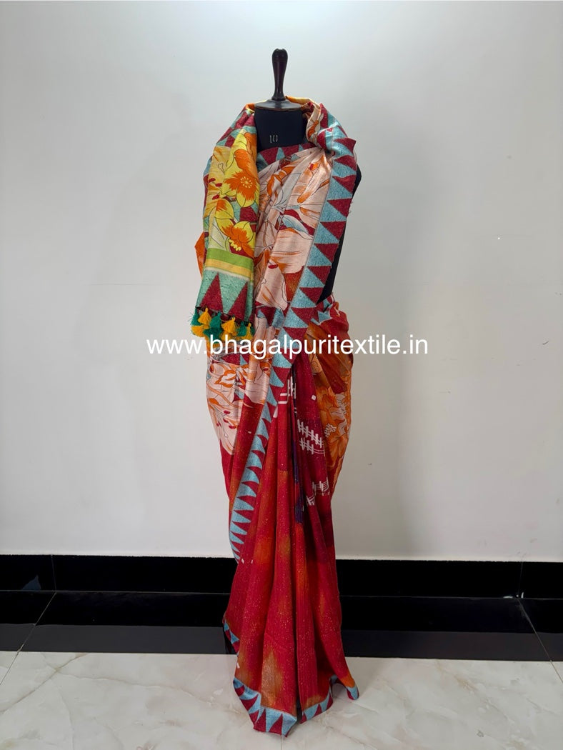 Rang-e-Ruhani Handloom Dupion Silk Digita Print saree
(Search code-1073)
