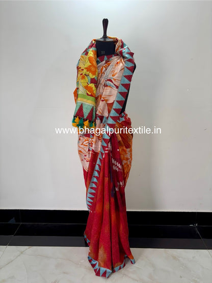 Rang-e-Ruhani Handloom Dupion Silk Digita Print saree
(Search code-1073)