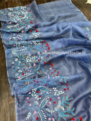 Azure Breeze Organza Silk Hand Embroidered Saree (Search Code :-1024)