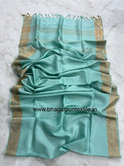 Sea Green Tussar Silk Saree (Search code-1058)