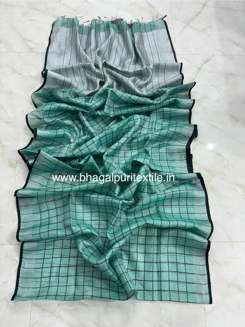 Woven Wishper Linen Tissue check saree (Search Code-1062)