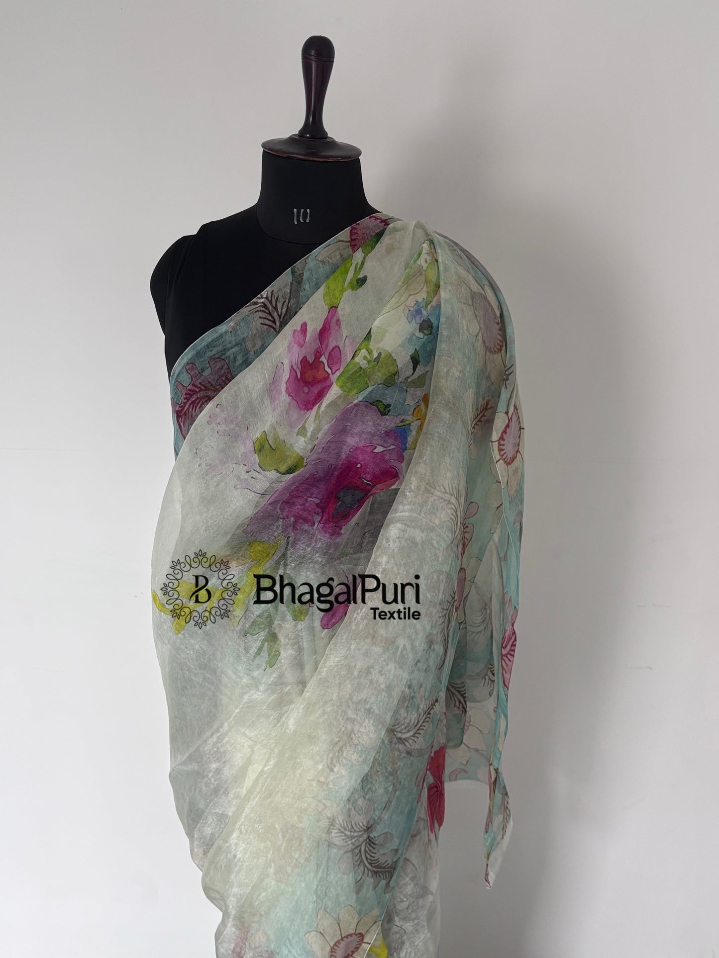 Garden of Dreams Organza Silk Digital print Saree 
(Search Code-1043)
