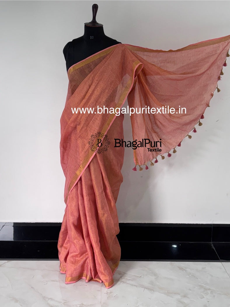Metallic Linen Tissue saree (Search code-1064)