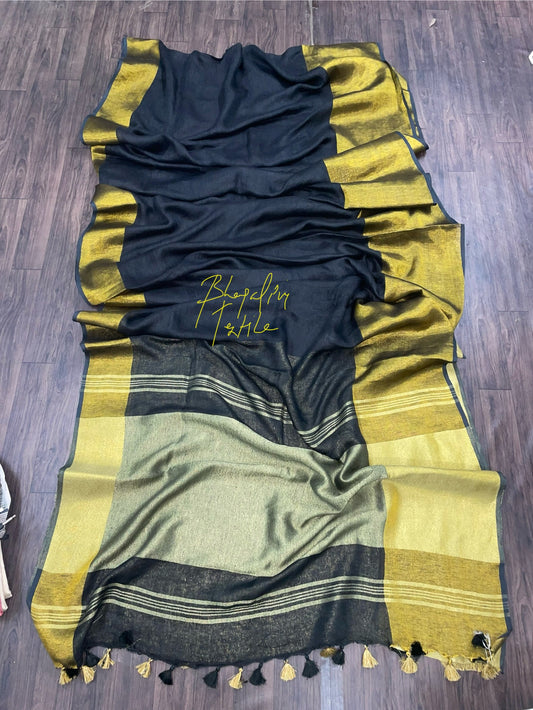 Linen Mahapad Kala Saree