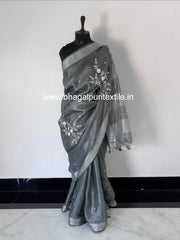 Tissue Linen Hand Embroidered Saree (Search Code -1006)