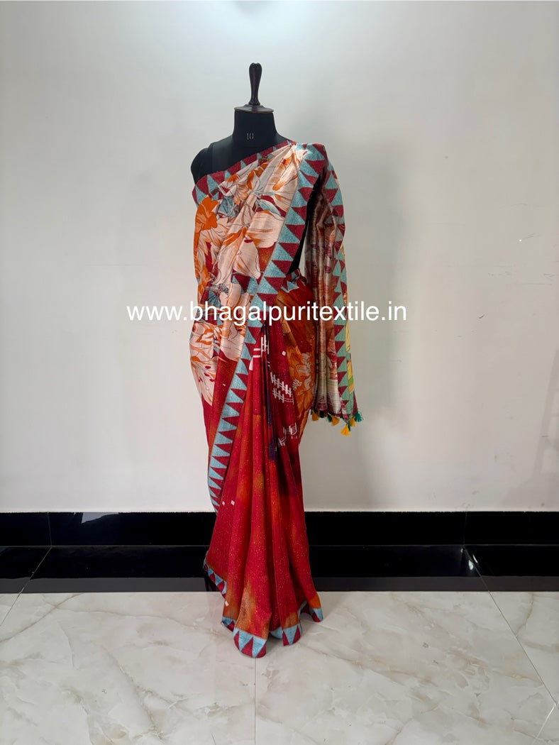 Rang-e-Ruhani Handloom Dupion Silk Digita Print saree
(Search code-1073)