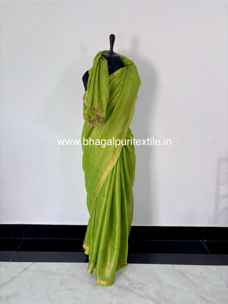 Metallic Linen Tissue saree (Search code-1064)