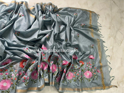 Kota Doria Cotton Silk Embroidered Saree (Search Code-1040)
