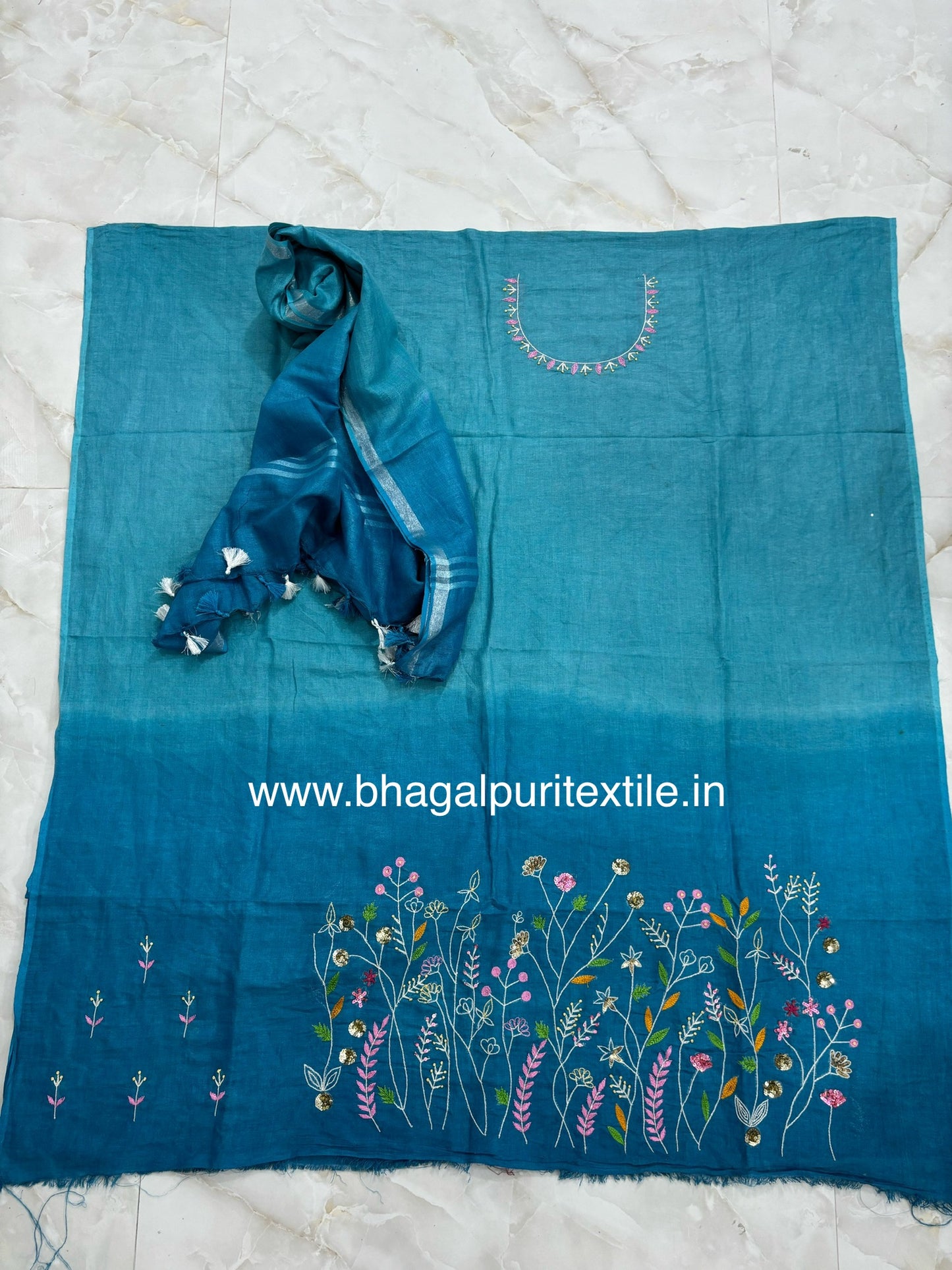 Linen Threaded Grace Un-stiched Dress (Search code-1066)