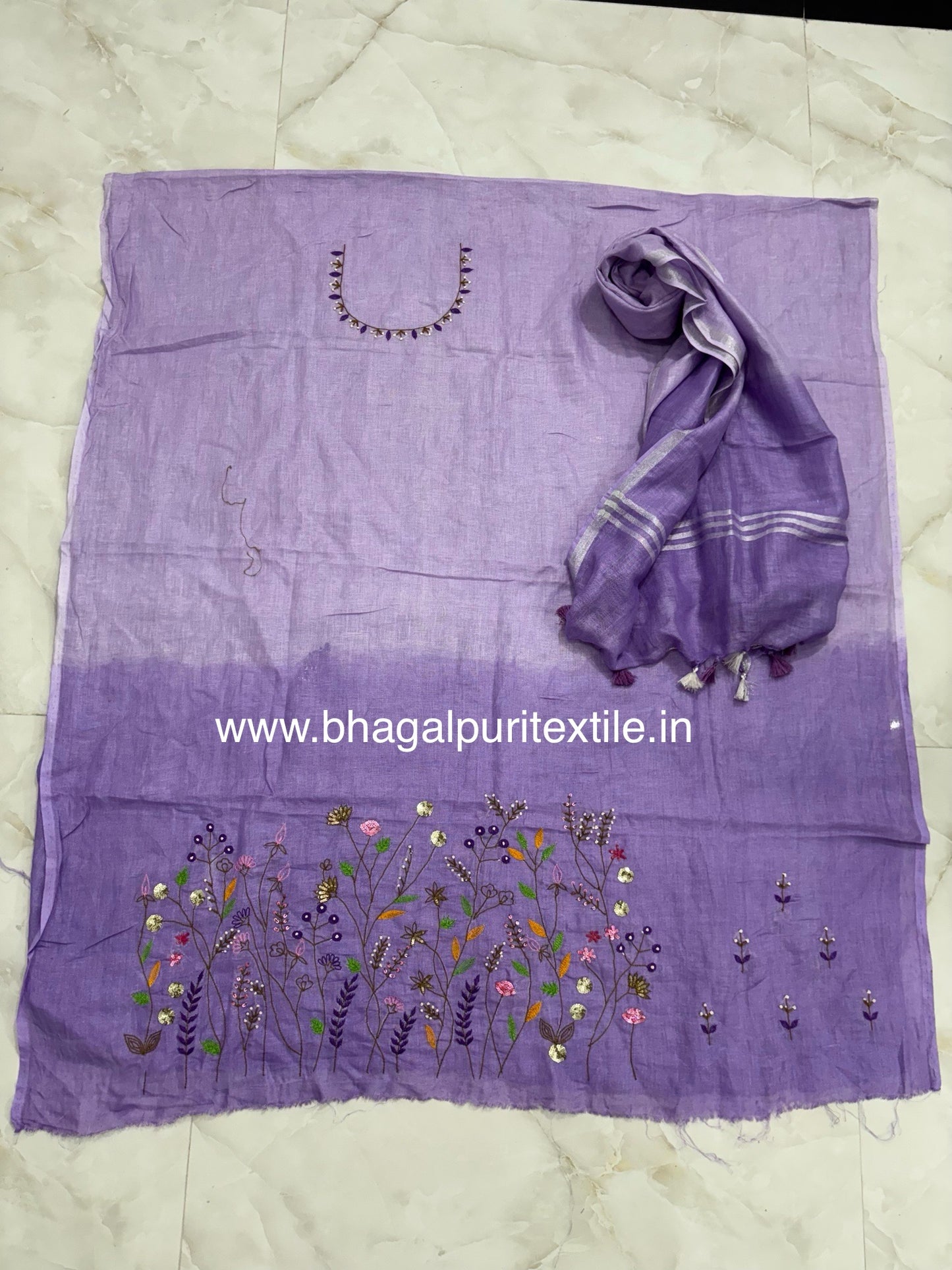 Linen Threaded Grace Un-stiched Dress (Search code-1066)
