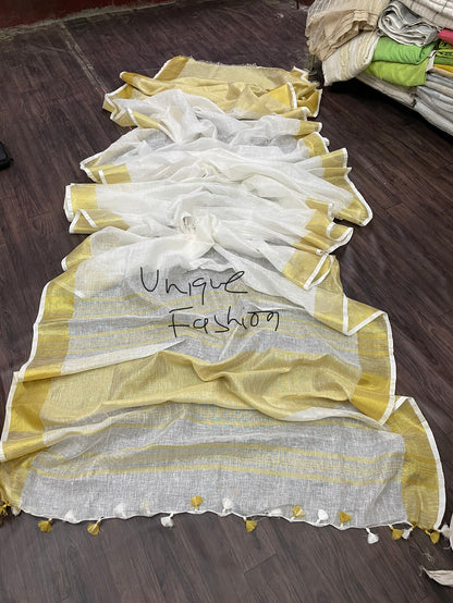 Ujla Dhaga Linen Saree