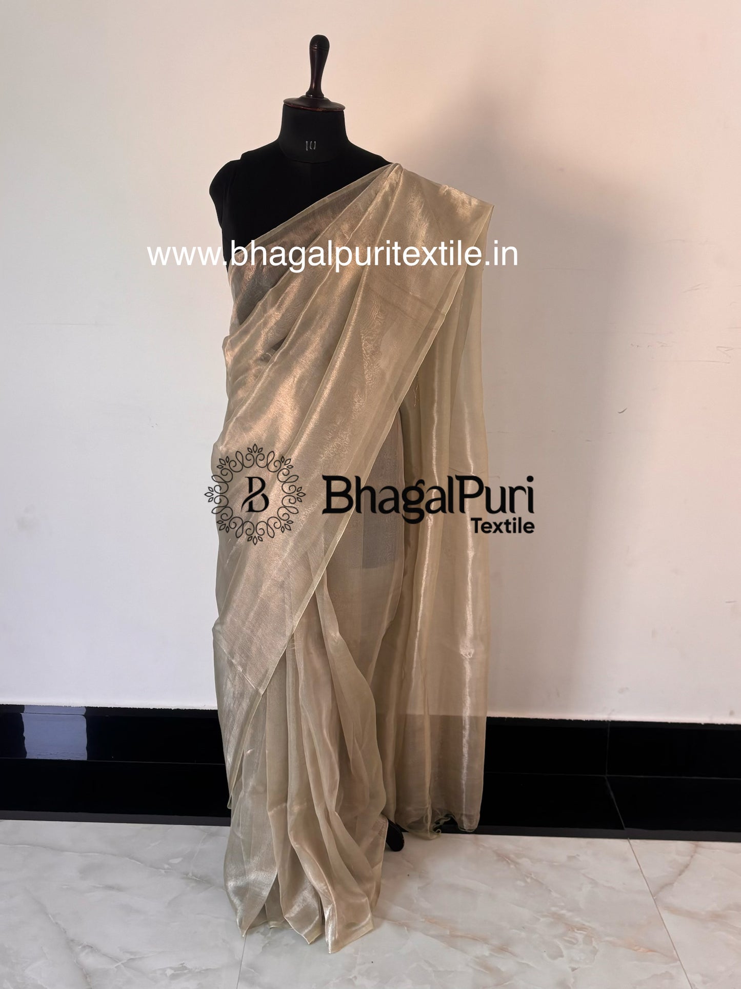 Soft Pista Glass Tissue Silk Saree With Running Blouse 1m (Search code-10159).