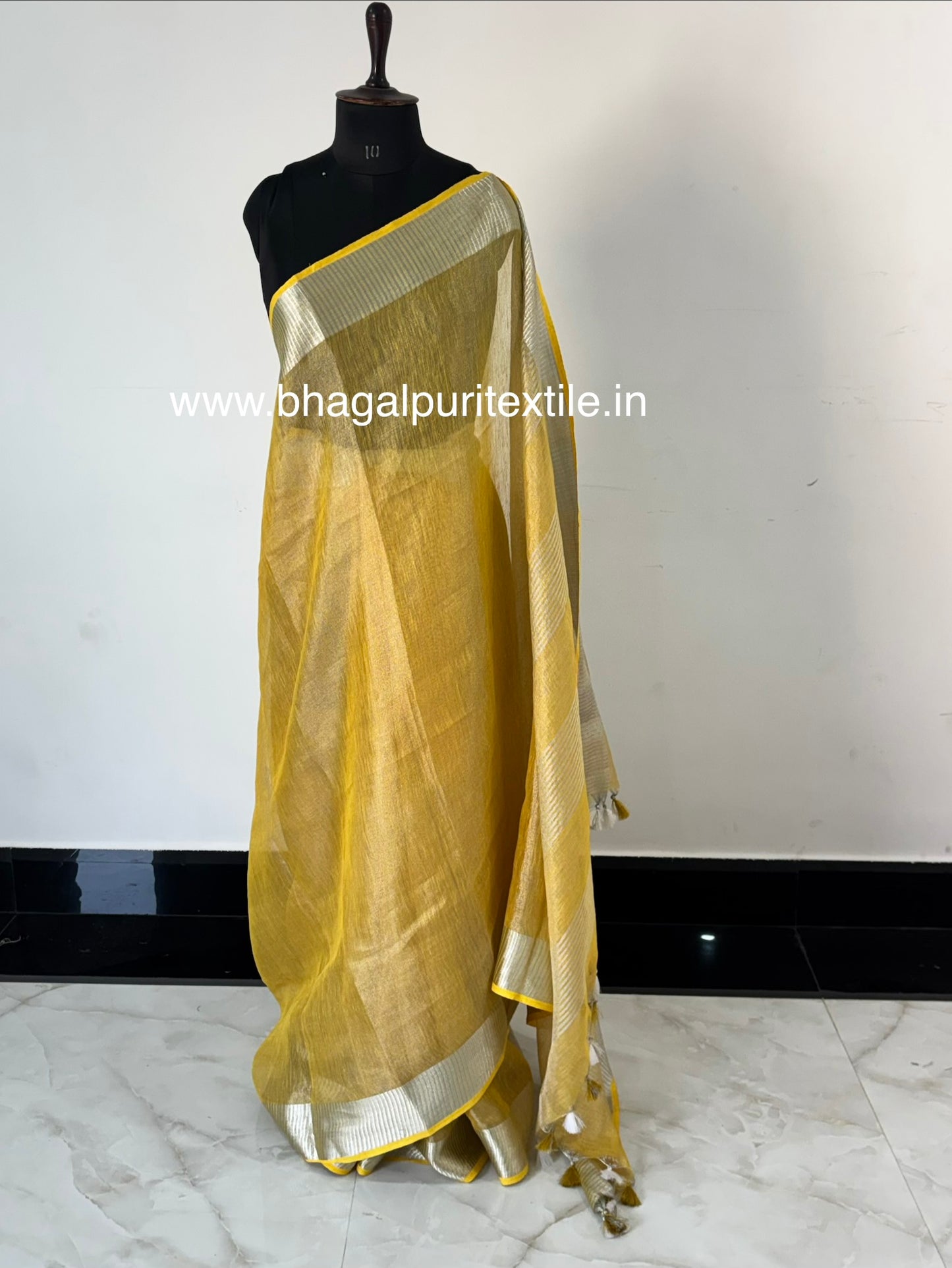 Silver Elegance Tissue Linen Saree (Search Code-1015)