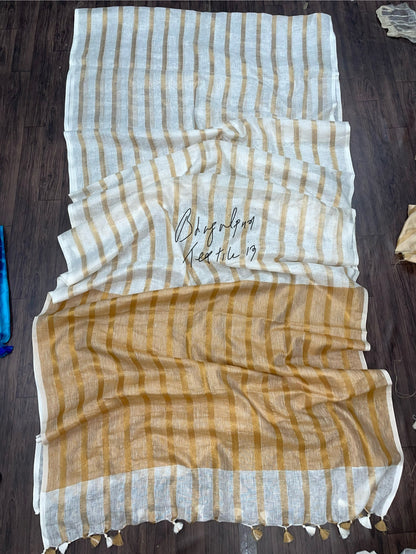 Linen Copper Stripes Saree