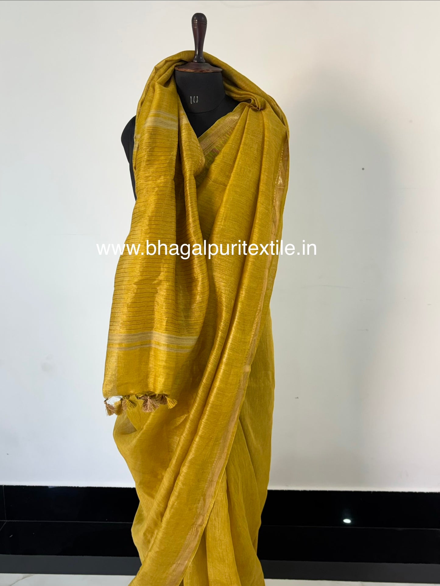 Sunlit Glow Yellow Silk Linen Saree With Running Blouse 1M (Search Code-1077)
