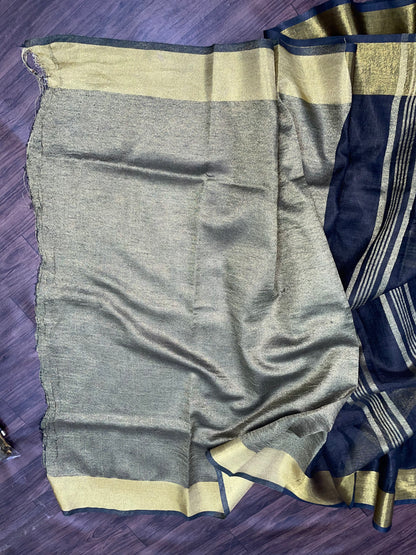 Linen kala saree(Search Code-10114)