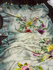 Blossom Bloom Linen Digital Saree