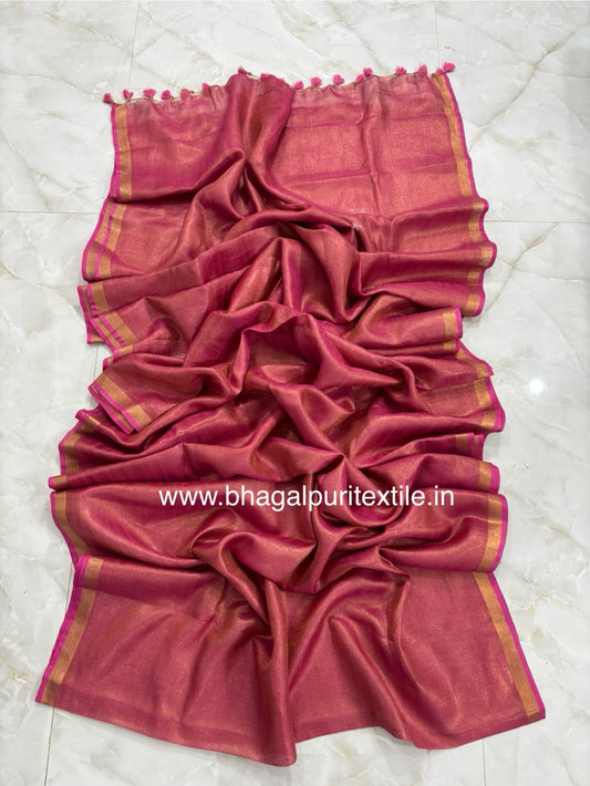 Metallic Linen Tissue saree (Search code-1064)