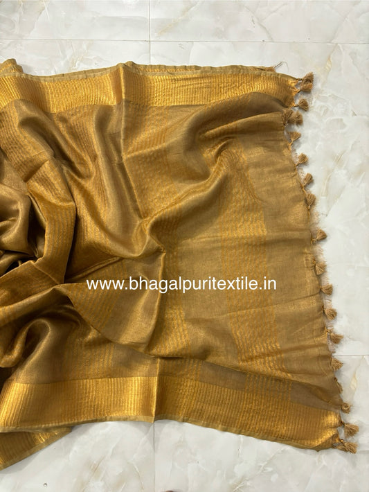 Copper Tissue Linen Saree (Search Code-1048)