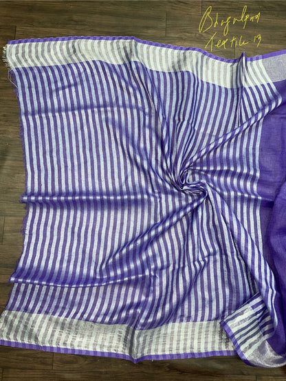 Linen Lavender plain saree